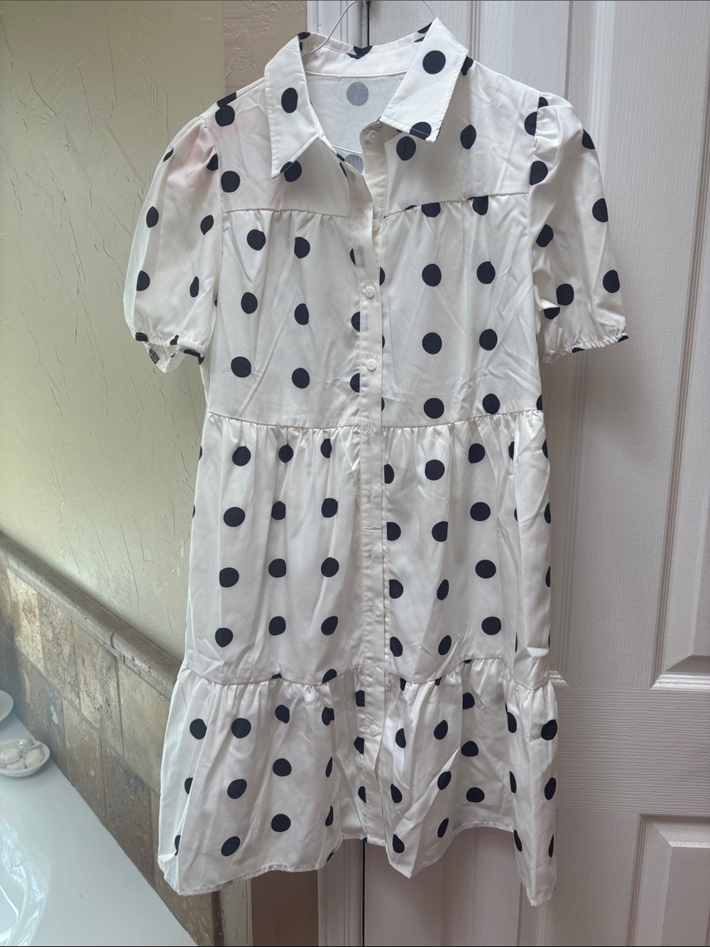 Target White Mini Dress with Black Polka Dots — Button Front